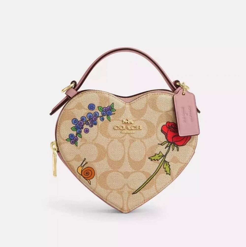 Coach x Observed By Us Heart Crossbody in Signature Canvas with Print